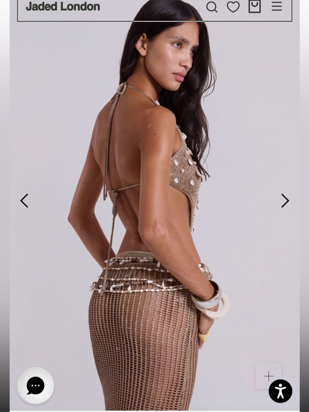 Jaded London Shells Vida Backless Crochet Maxi Dress Metallic Open Back Small - Picture 5 of 15